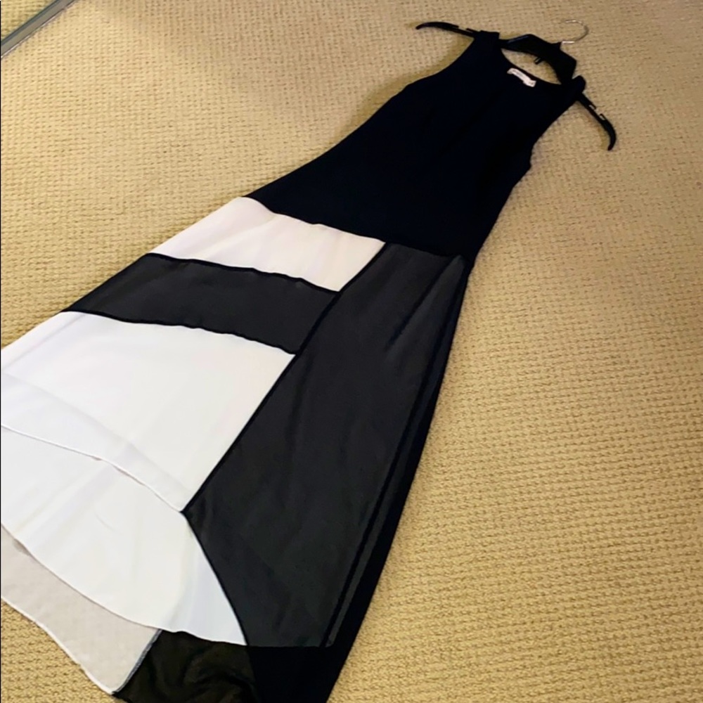 Black White High Low Dress